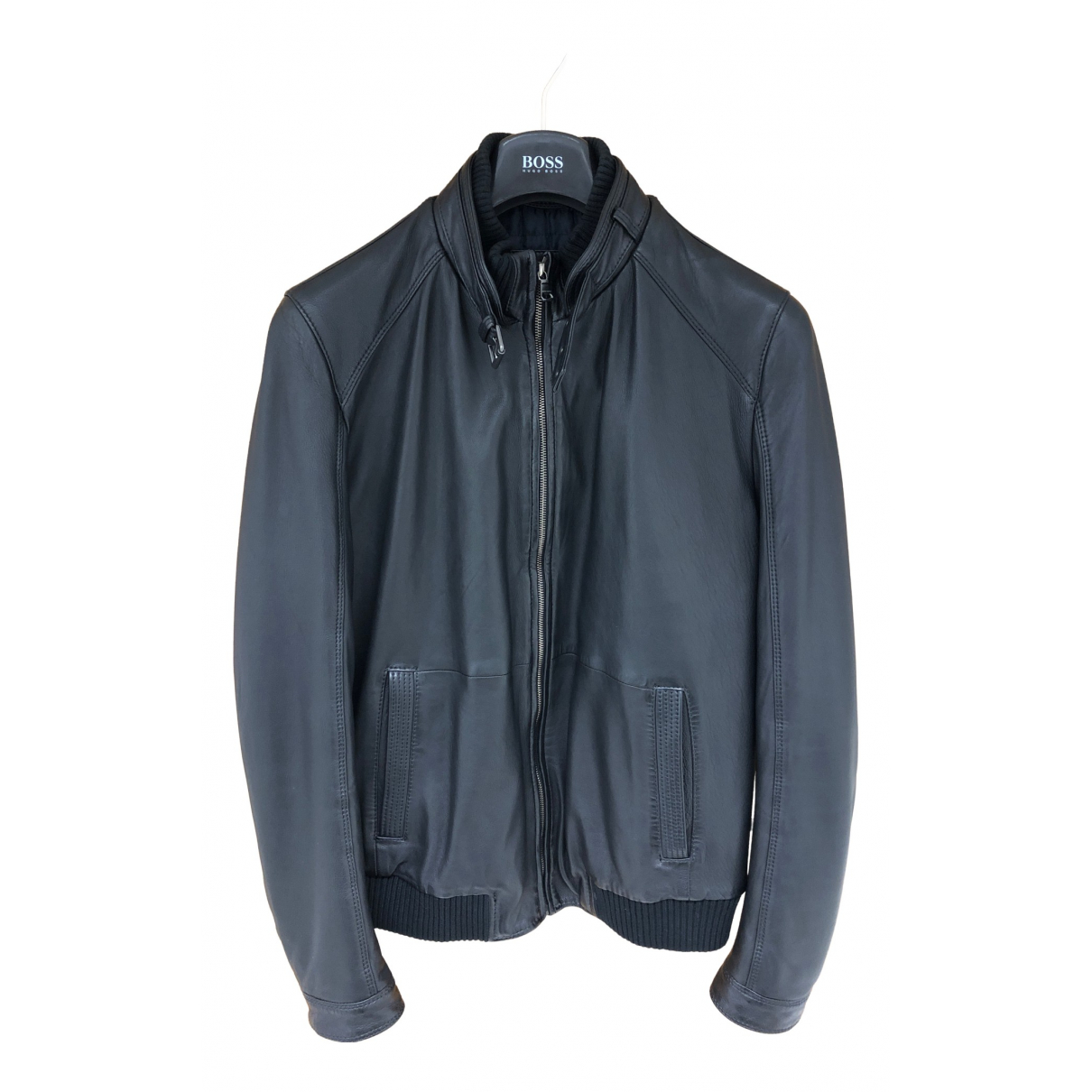 Leather jacket Hugo Boss Black size 50 